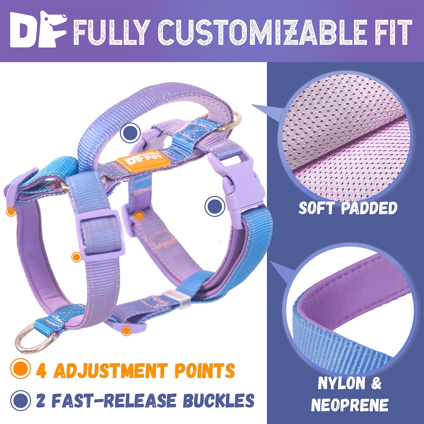No-Pull Front Clip Neoprene Harness