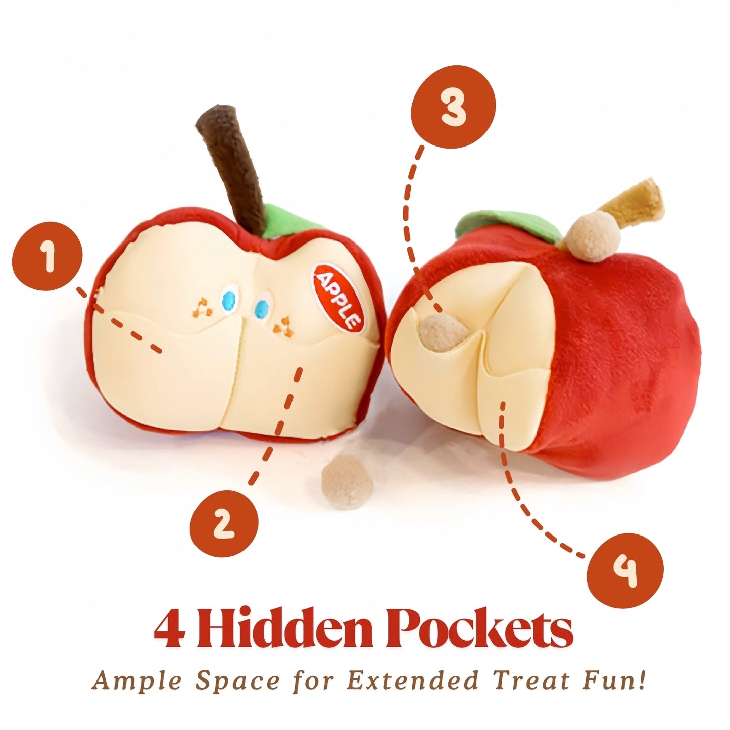 Smart Apple Squeaky Dog Toy - Hide & Seek Treat Puzzle