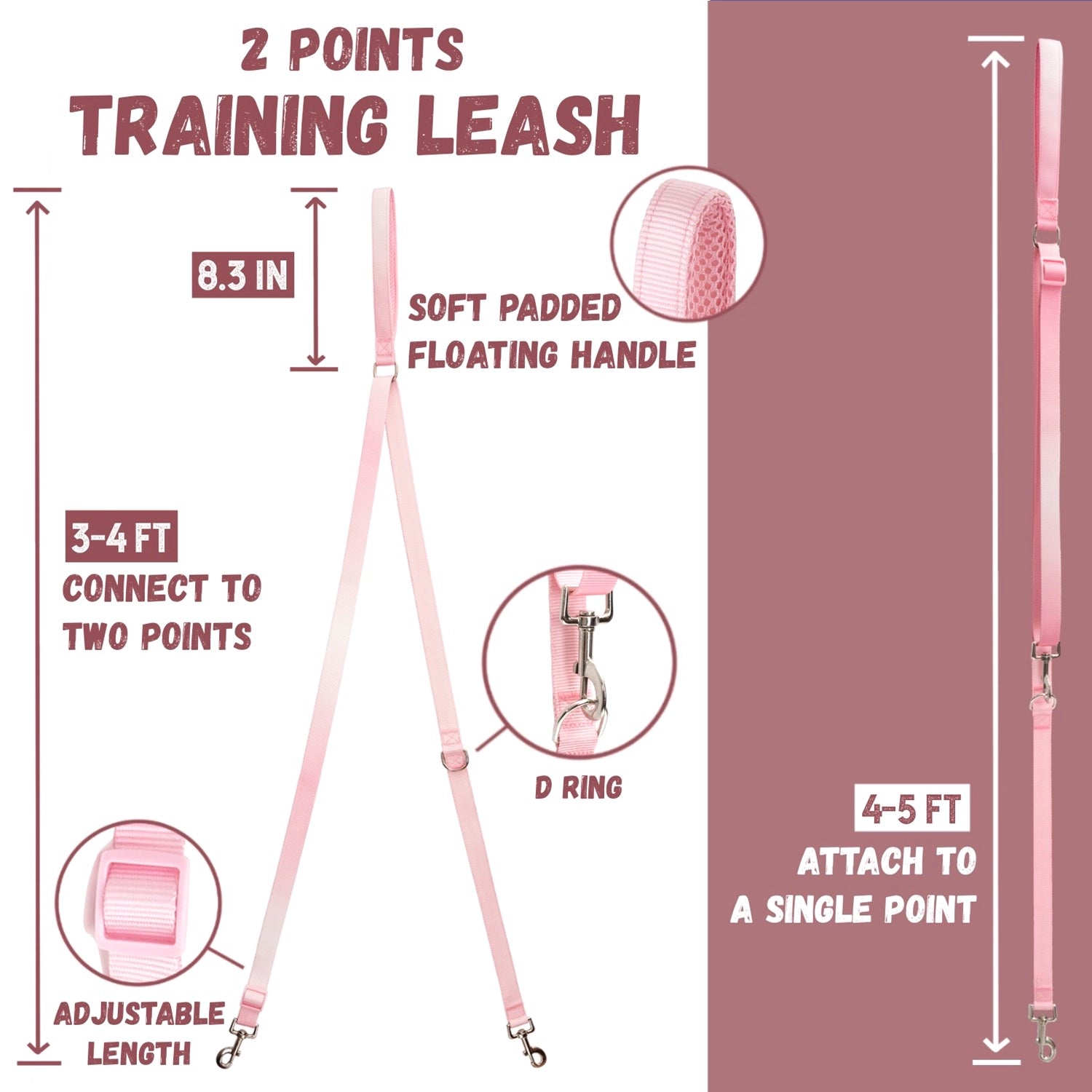 Double-Ended Leash - Gradient Peach S