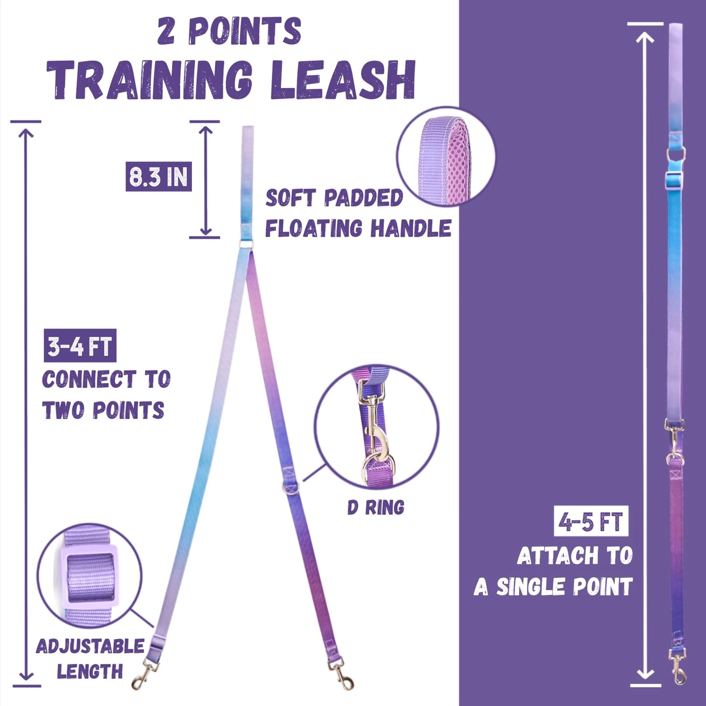 Martingale Harness & Double-Ended Leash Walk Kit - Rainbow