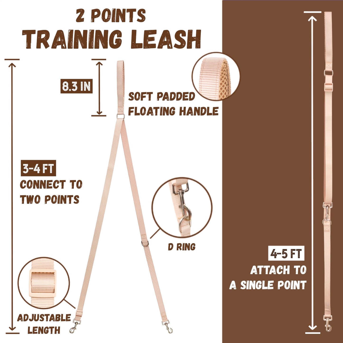 Double-Ended Leash - Tan