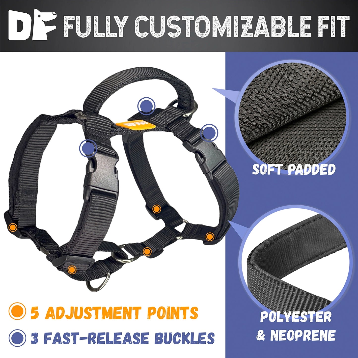 Martingale No-Pull Harness - Black