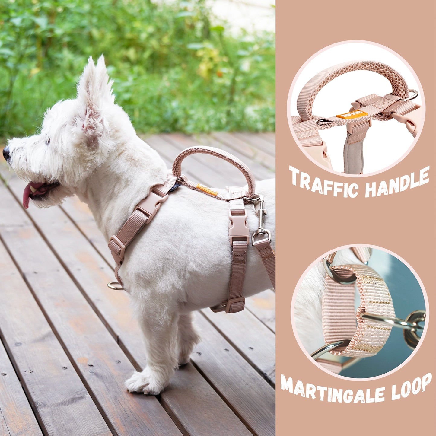 No-Pull Neoprene Harness - Tan