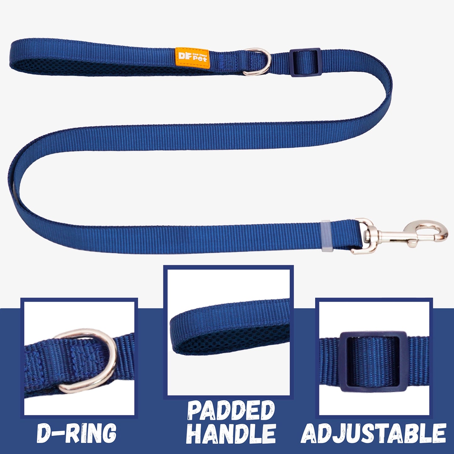 Martingale Dog Harness & Standard Leash Walk Kit - Navy Blue