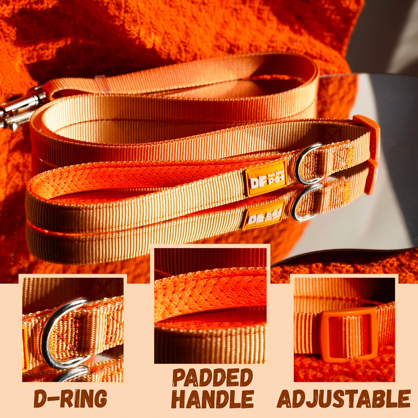 DF Martingale Dog Harness & Standard Leash Walk Kit - Gradient Orange