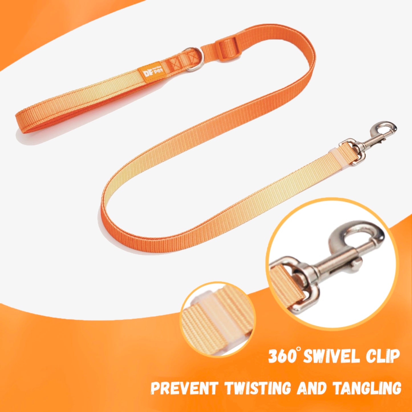 DF Martingale Dog Harness & Standard Leash Walk Kit - Gradient Orange